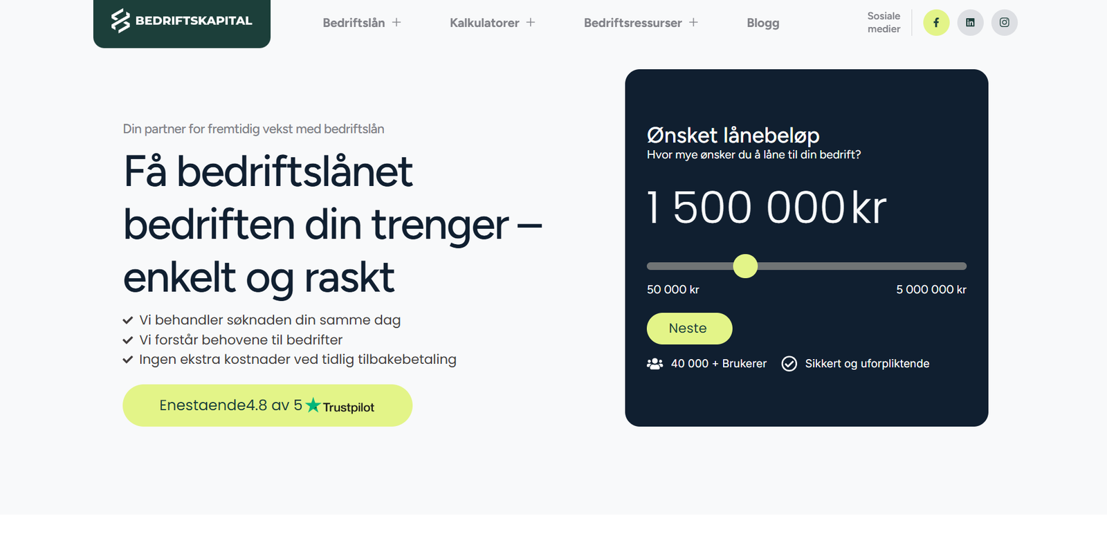 Bedriftskapital – Business Loan & Financing Platform